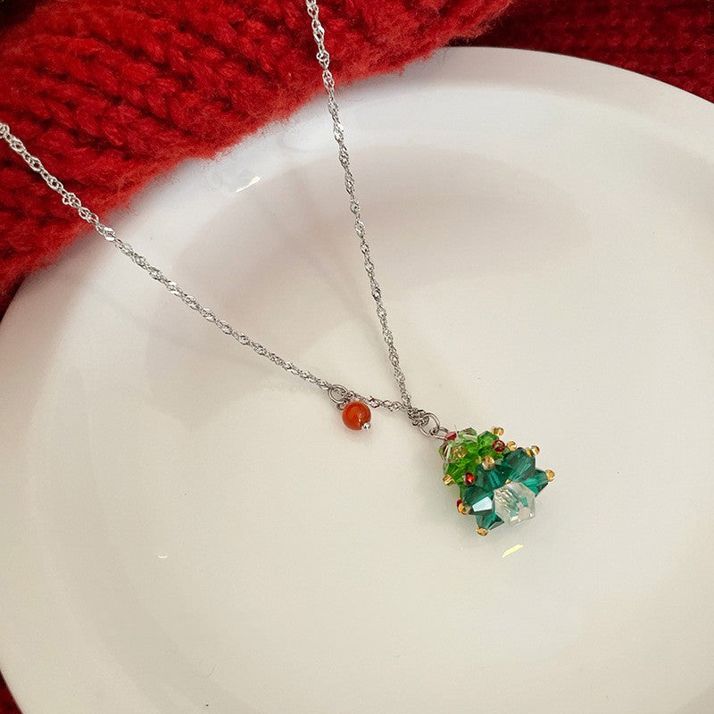 Collar colgante de árbol de Navidad para mujer