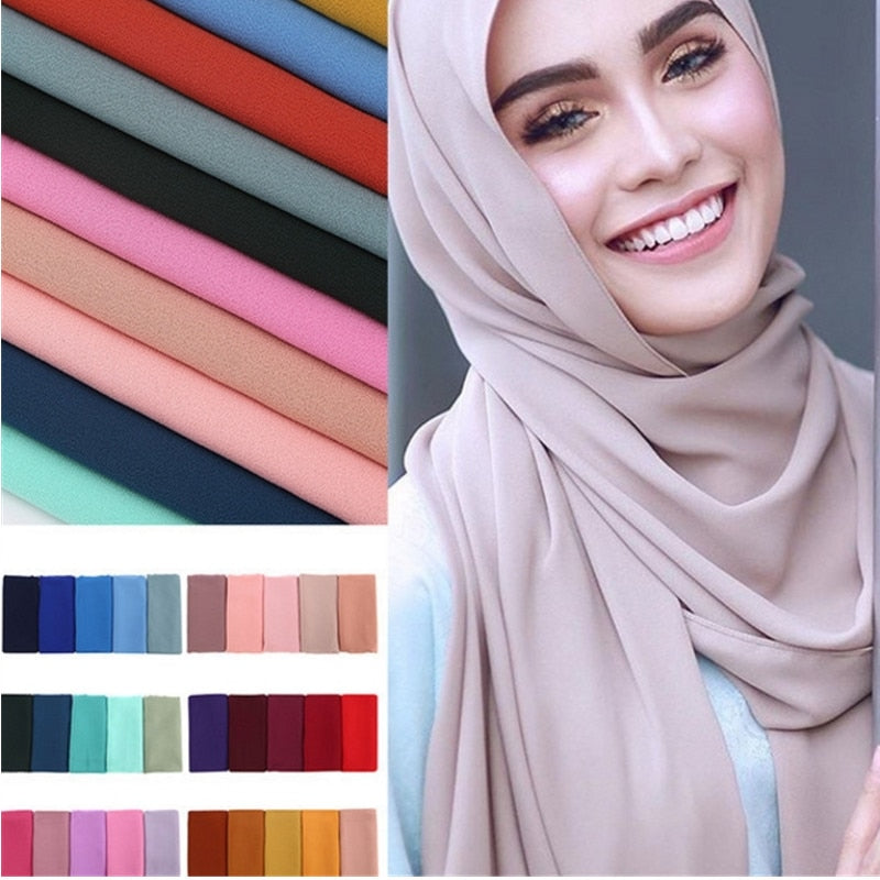 Monochromes Perlen-Chiffon-Bubble-Schal-Kopftuch