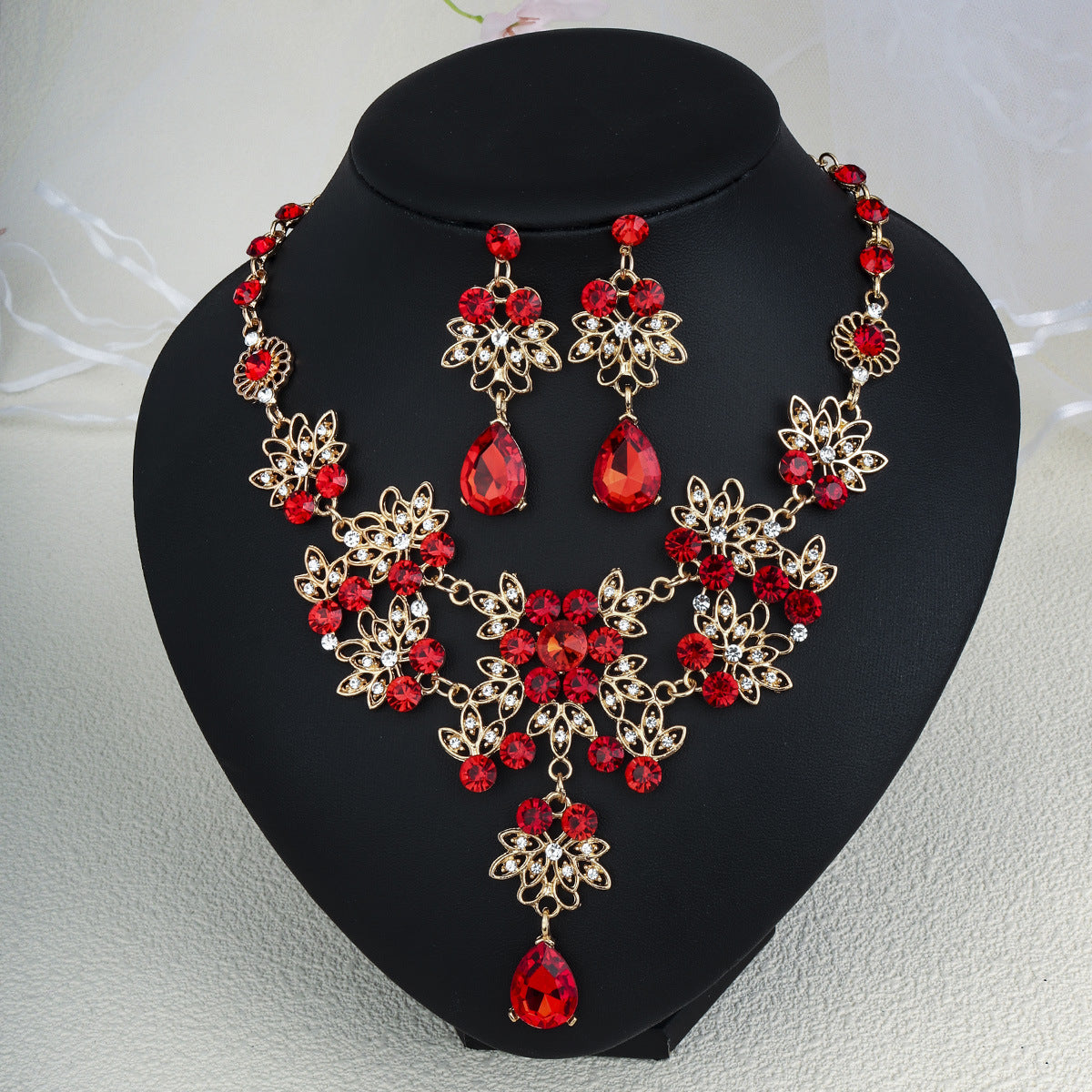 Pendientes Y Collar De Perlas Y Diamantes De Imitación Para Mujer