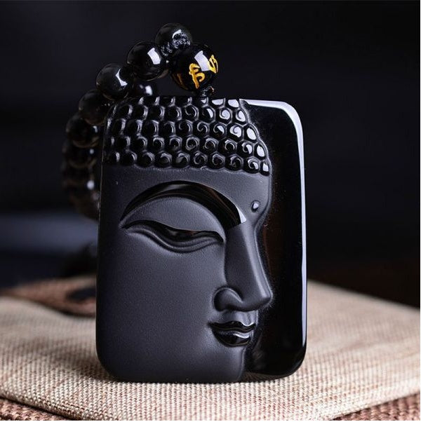 Natur Obsidian Buddha Anhänger Amulett