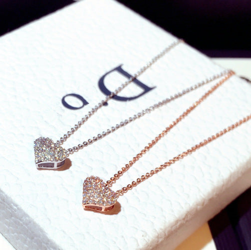 Collar de diamantes de imitación con forma de corazón para clavícula