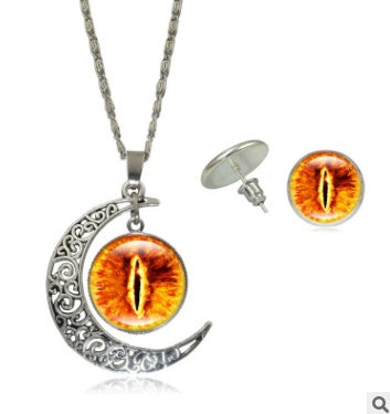 Europäische und amerikanische Mode Schmuck Farbe Pupille Augen Serie Zeit Edelstein Halskette Ohrringe Schmuck-Set