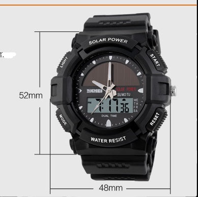 Uhr Schönheit Persönlichkeit Solaruhr Mode Elektronische Dual-Display Wasserdichte Outdoor-Sport-Herrenuhr Studenten-Uhr