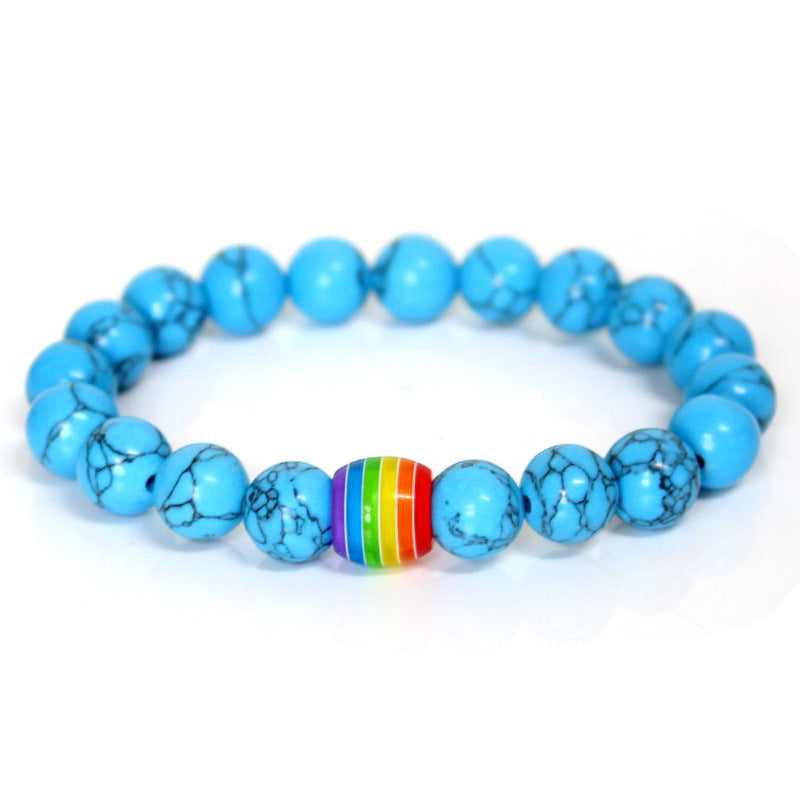 Regenbogen Perlenarmband Stolz Naturstein Strang Paar Armbänder