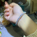 D-Farb-Moissanit-Vollbesetztes-Diamantarmband, vierzackig, runder Diamant
