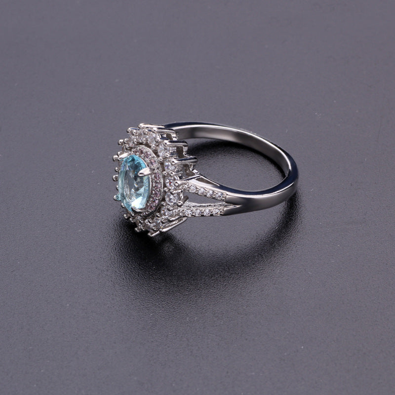 Damenmode blauer Kristall-Diamantring