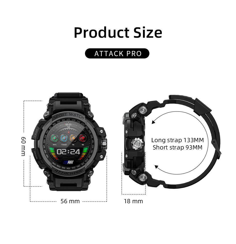 Outdoor-Sport-Smartwatch mit Dreifachschutz und Bluetooth-Anruffunktion