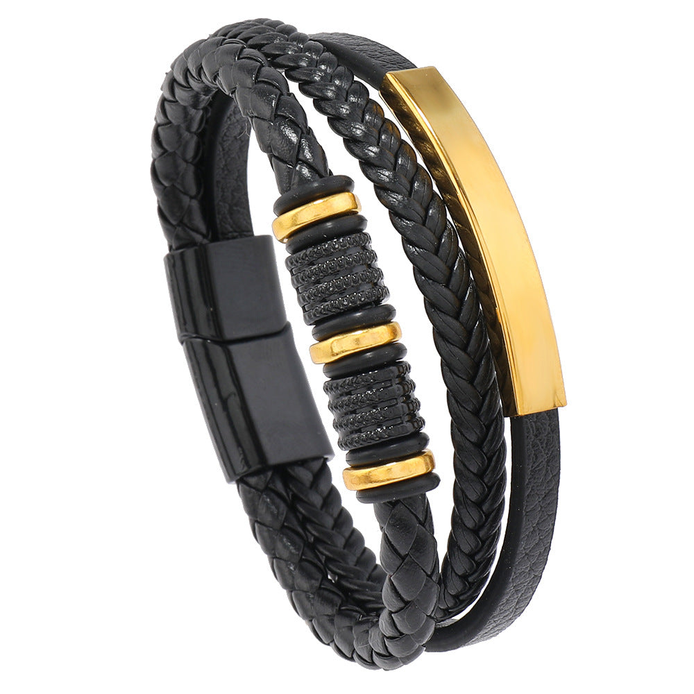 Mode Herren Persönlichkeit Magnetverschluss Lederarmband