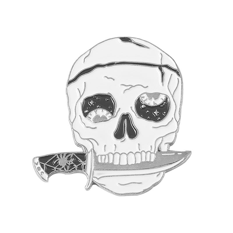 Broche de Calavera, Cabeza de Gato Negro, Insignia de Metal Horripilante