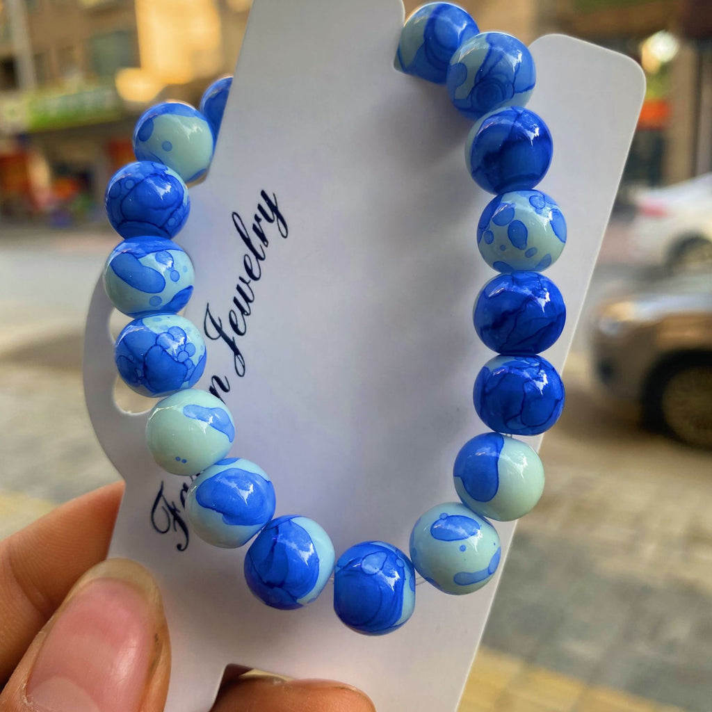 Pulsera de cristal, pulsera de cerámica, caja de regalo de porcelana azul y blanca