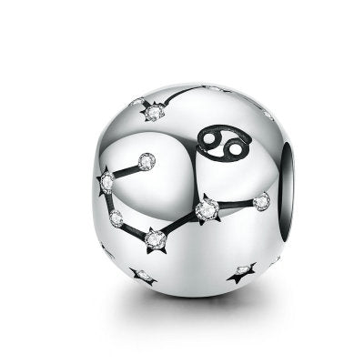 Cuentas de plata de ley 925 vintage del signo zodiacal Acuario para pulseras