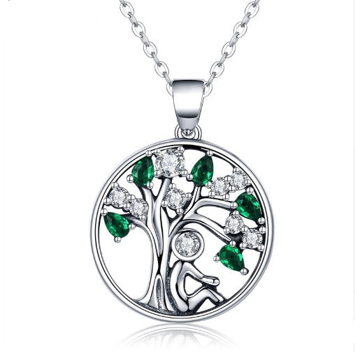 Beliebte 925er Sterlingsilber Rely Lebensbaum-Anhänger Halsketten Damen Mode Schmuck Geschenk SCN094