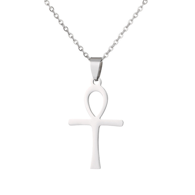 Männer und Frauen All-Matching Edelstahl Kreuz Anhänger Halskette