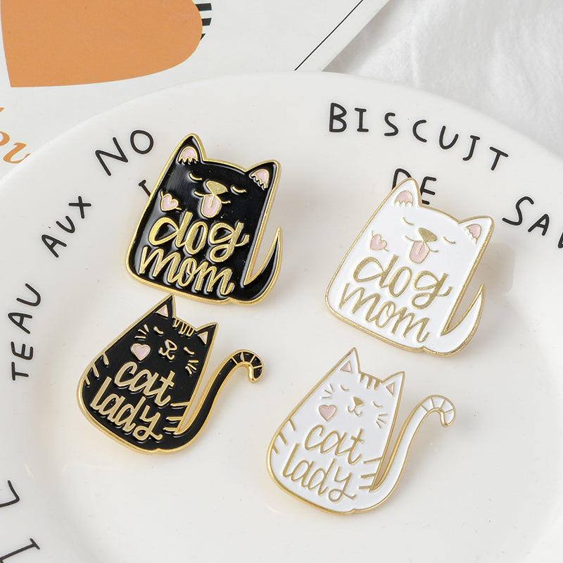 Broche de perro y gato de dibujos animados