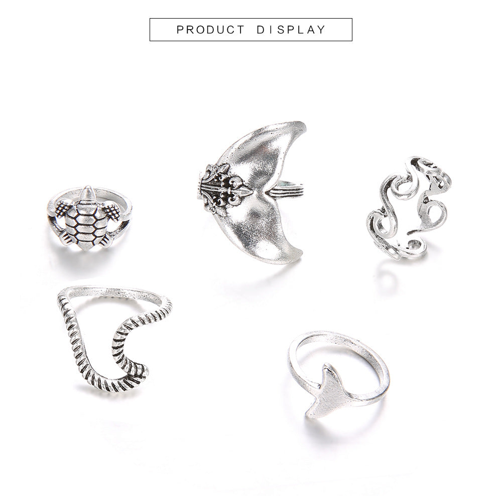 Geometrischer Schildkröten-Meerjungfrauen-Ring