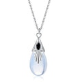 Teardrop Semi-precious Moonstone Pendant Necklace For Women Zircon Silver Color Fashion Jewelry