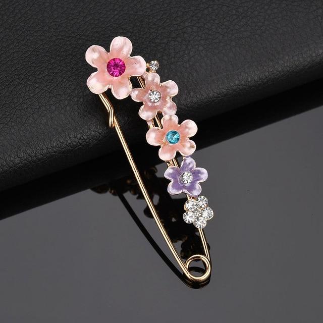 Vintage Elegant Colorful Rhinestone Flower Brooch