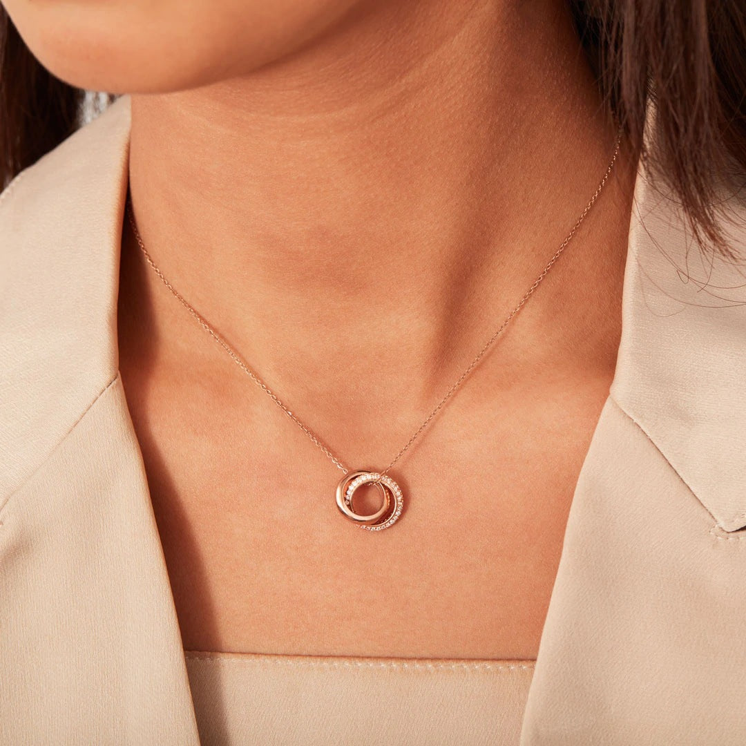 S925 Sterling Silver Interlocking Necklace For Women
