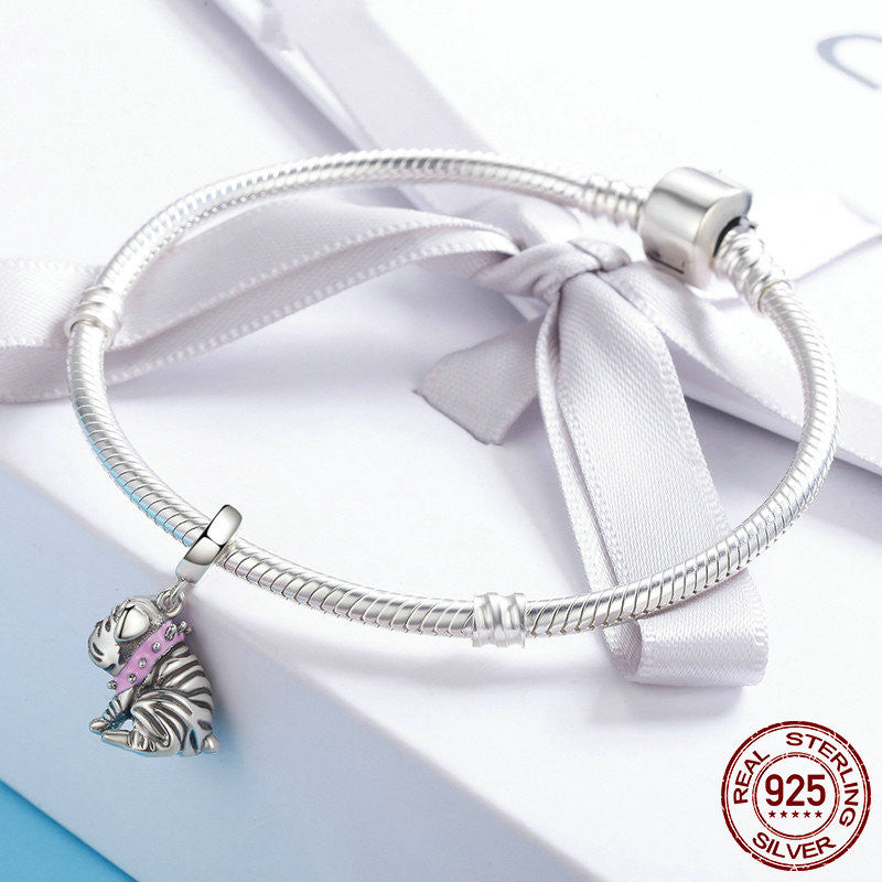 925 Sterling Silver Bracelet DIY Cute English Bulldog Dog
