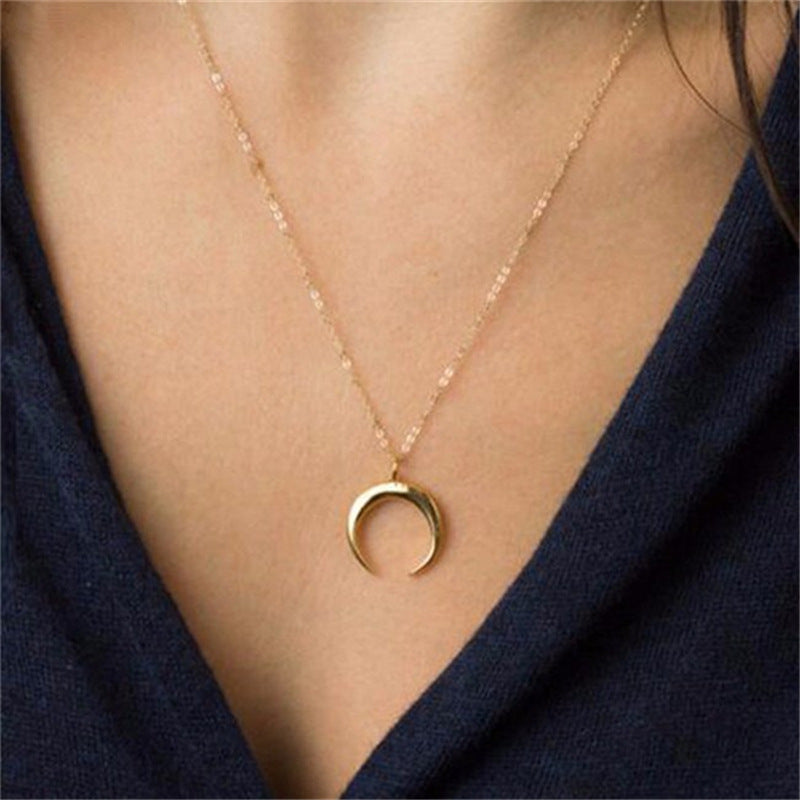 Neue Mode Schmuck Croissant Horn Mond Anhänger Halskette Geschenk für Frauen Mädchen