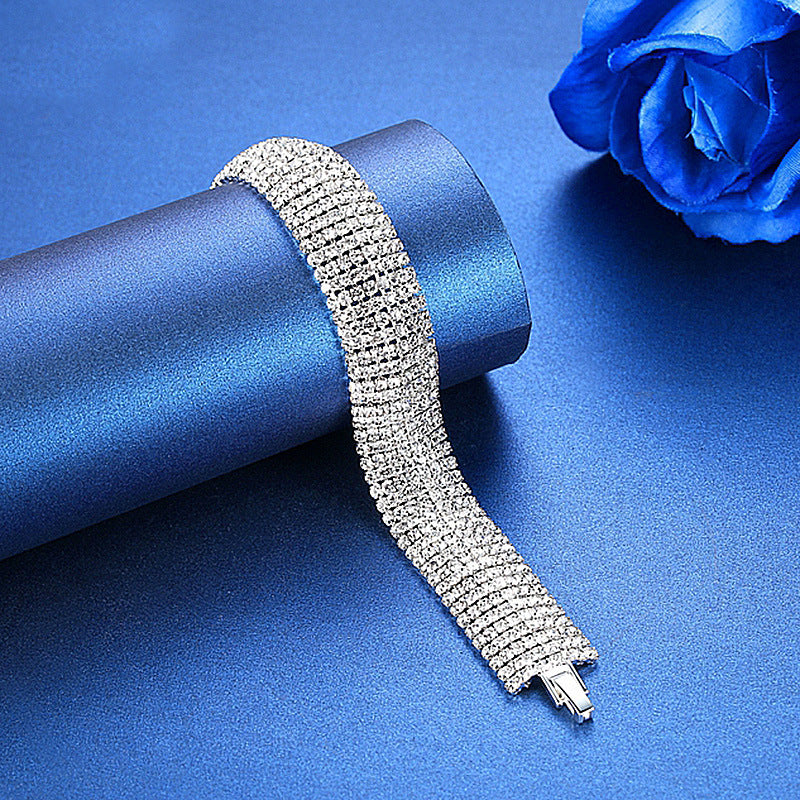 Helles Strass Ohrringe Halskette Armband Set