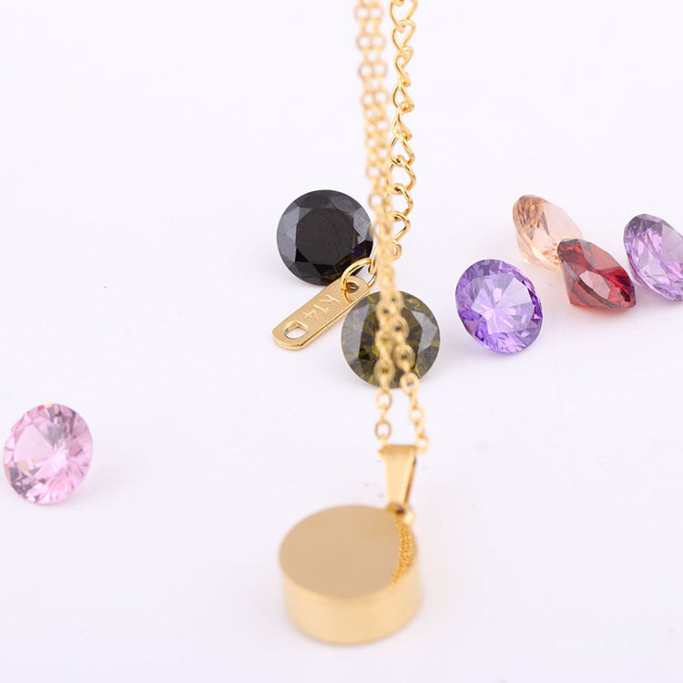 Collar de acero de titanio con diamantes de 8 colores