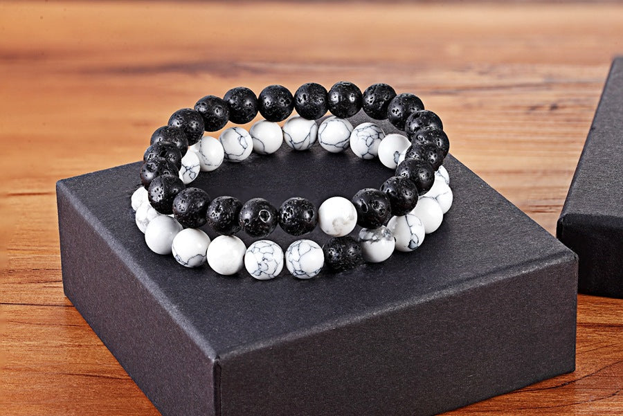 Ein Set Paar-Armbänder Naturstein Yoga Perlenarmbänder