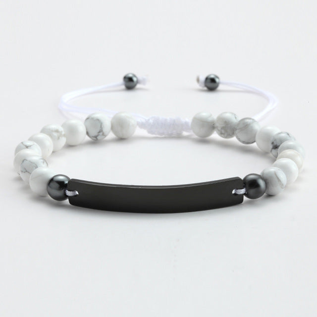 Pulseras de barra grabadas ajustables con cuentas personalizadas