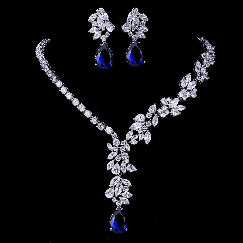 Wassertropfen-Zirkon-Brautschmuckset