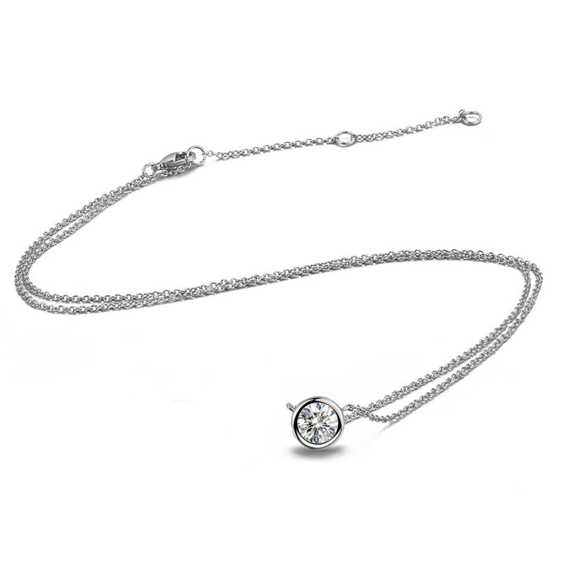 Halskette für Damen, schlichter Stil, Zirkonia-Anhänger, Roségold-farben, Modeschmuck, Geburtstagsgeschenk