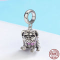 925 Sterling Silver Bracelet DIY Cute English Bulldog Dog