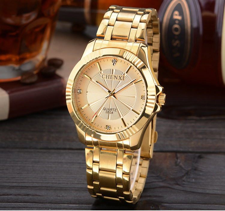 Relojes de vestir de lujo para hombre de oro de acero inoxidable
