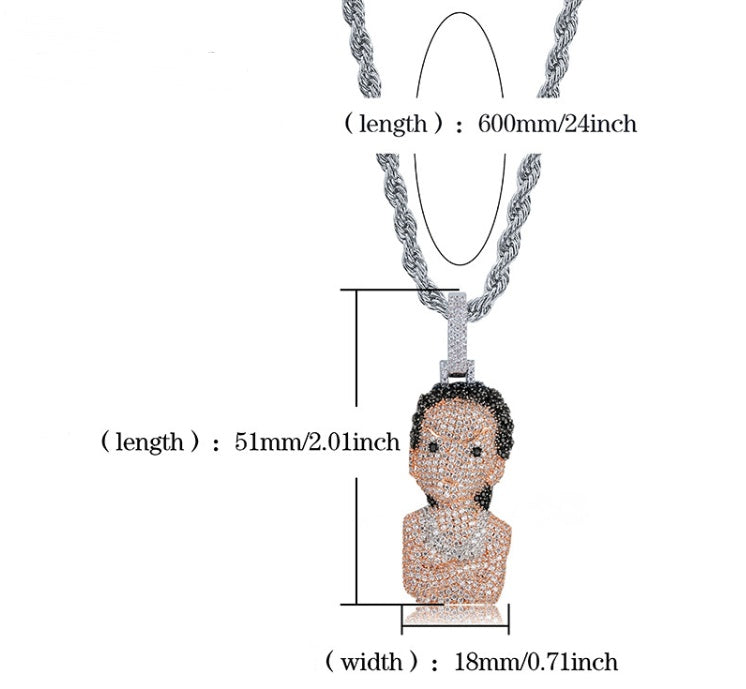 Iced Out The Boondocks Anhänger CZ Halskette Kette Herren Damen Mikro Gepflastert Hip Hop Gold Silber Farbe Bling Charm Ketten Schmuck