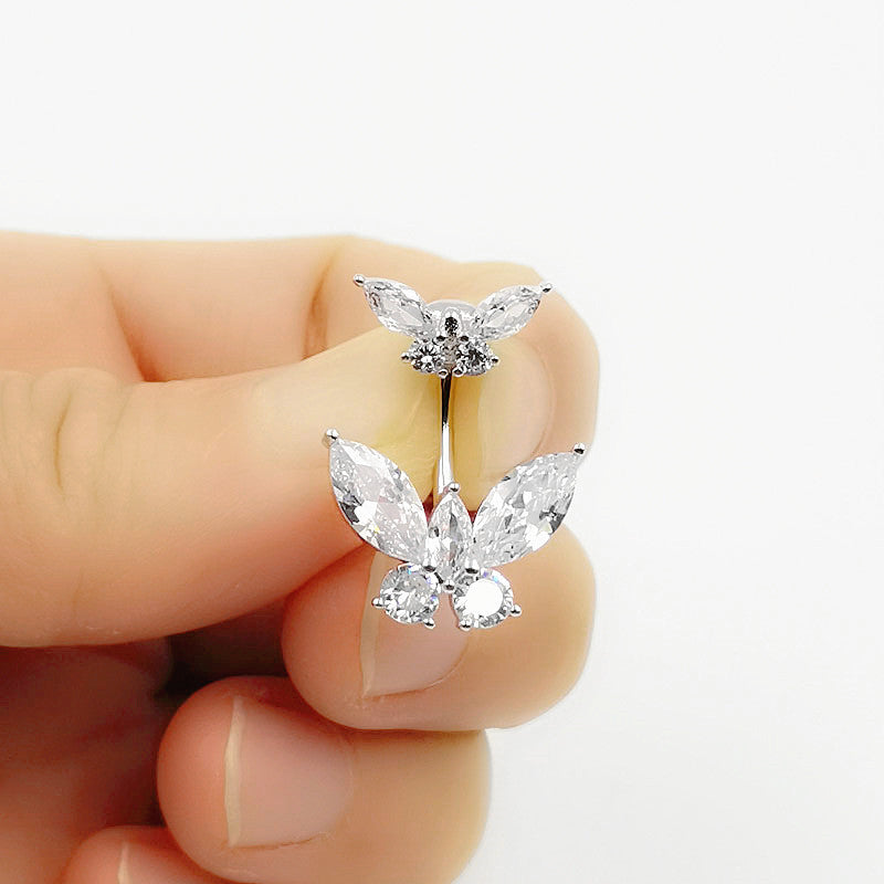 Joyas de plata de ley con circonitas para ombligo
