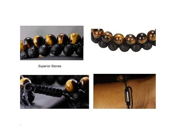 Pulsera de ojo de tigre y piedra de lava