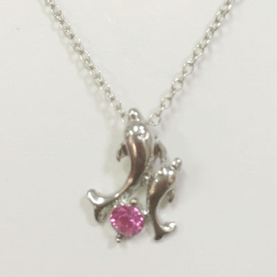 Versilberte Doppeldelfin-Strasskette
