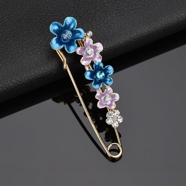 Vintage Elegant Colorful Rhinestone Flower Brooch