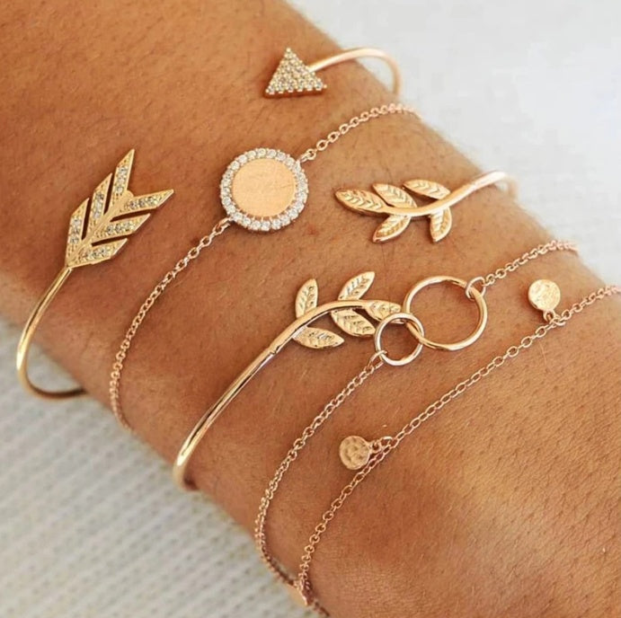 Pulsera de Hoja de Flecha Pulsera de Cinco Piezas