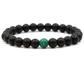 Classic Black Matte Green Malachite Bracelets Suitable Women Men Elastic Strand Jewelry