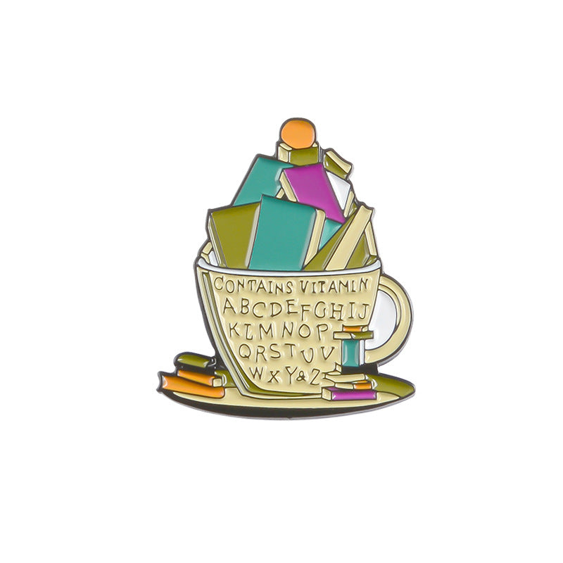 Taza de café Libro pequeño Pintar Broche Pin Insignia