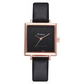 Pulsera Cuadrada de Cuero Contratado con Reloj de Cristal para Mujer, Relojes de Pulsera para Mujer, Reloj de Cuarzo para Señoras