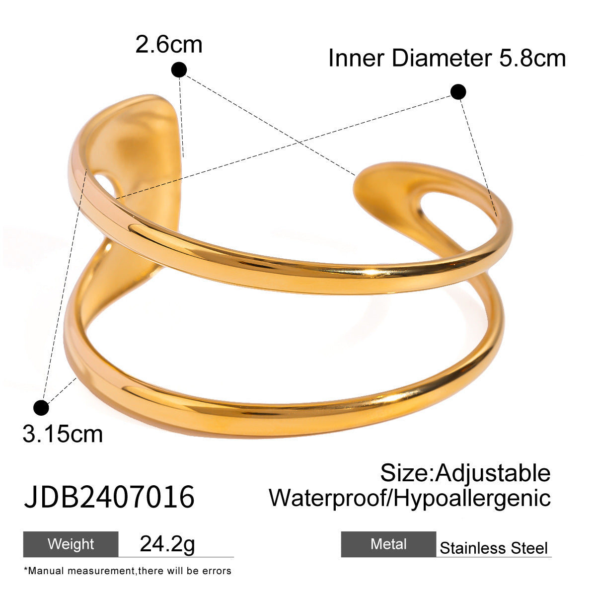 European And American Stainless Steel Exaggerated Gold Bracelet