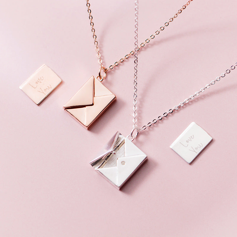 Individuelle Halskette mit Gravur: 6 Buchstaben, 925er Sterlingsilber, Damen-Briefumschlag-Anhänger, bestes Geschenk für Freundin