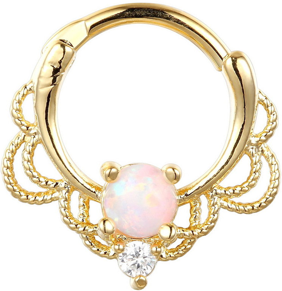 Anillo de nariz de ópalo de acero inoxidable