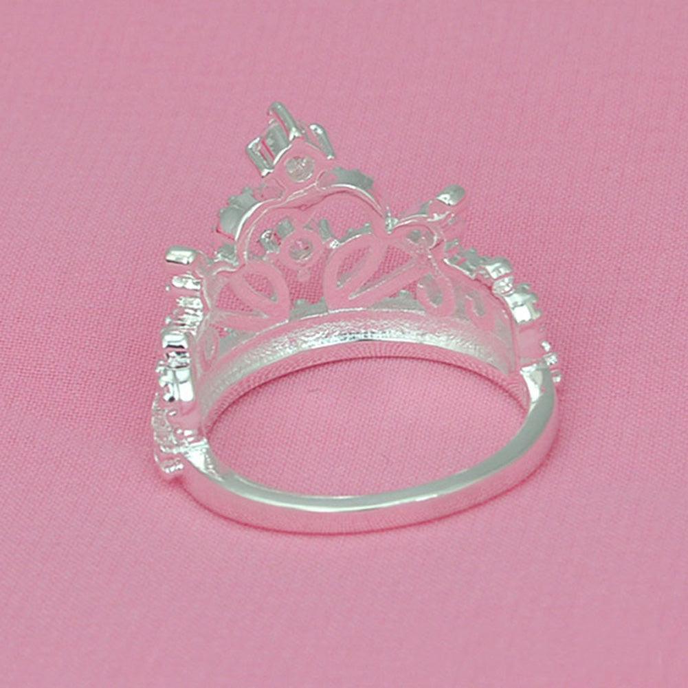 Navidad Dama Caliente Especial Plata Corona Chapada Brillante Mujer Anillo Corona de Cristal Joyería Hermosa Boda