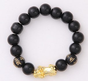 Obsidian 18K Gold Armband sechs mutige Wörter an der Hand und kleine Perlen Transport Geschenke Großhandel