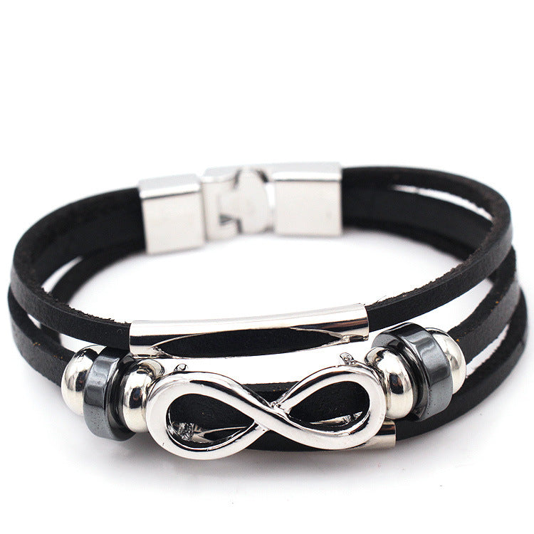 Lederarmband für Herren mit Achter-Motiv