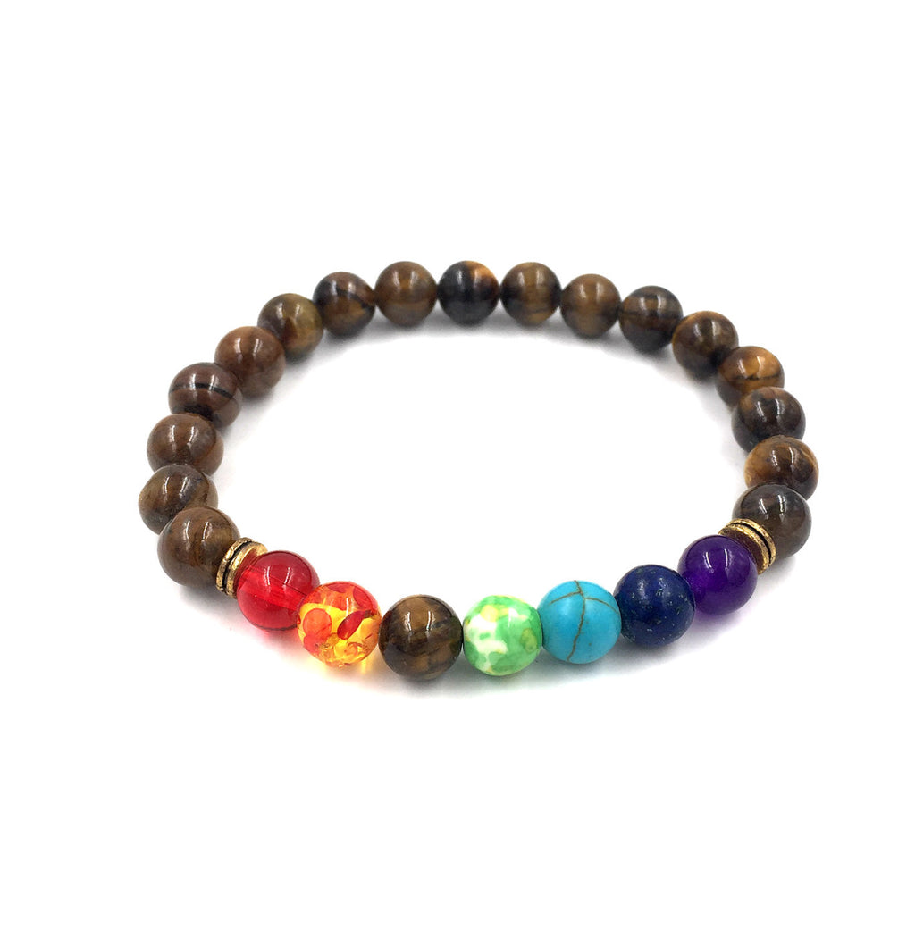 Achat geschmolzener Stein 8mm Energie Vulkanstein Chakra bunte Perlen Armband Schnur