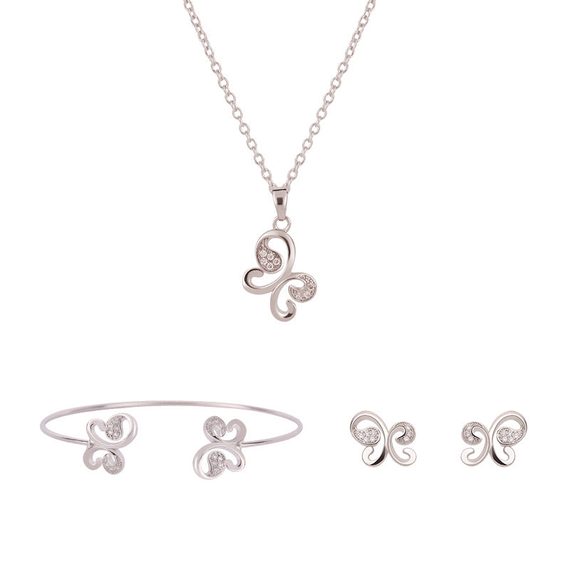 Three-piece Set Of New Butterfly Diamond Jewelry