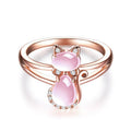 Katzen-Schmuckset in Roségold & Quarz-Strass